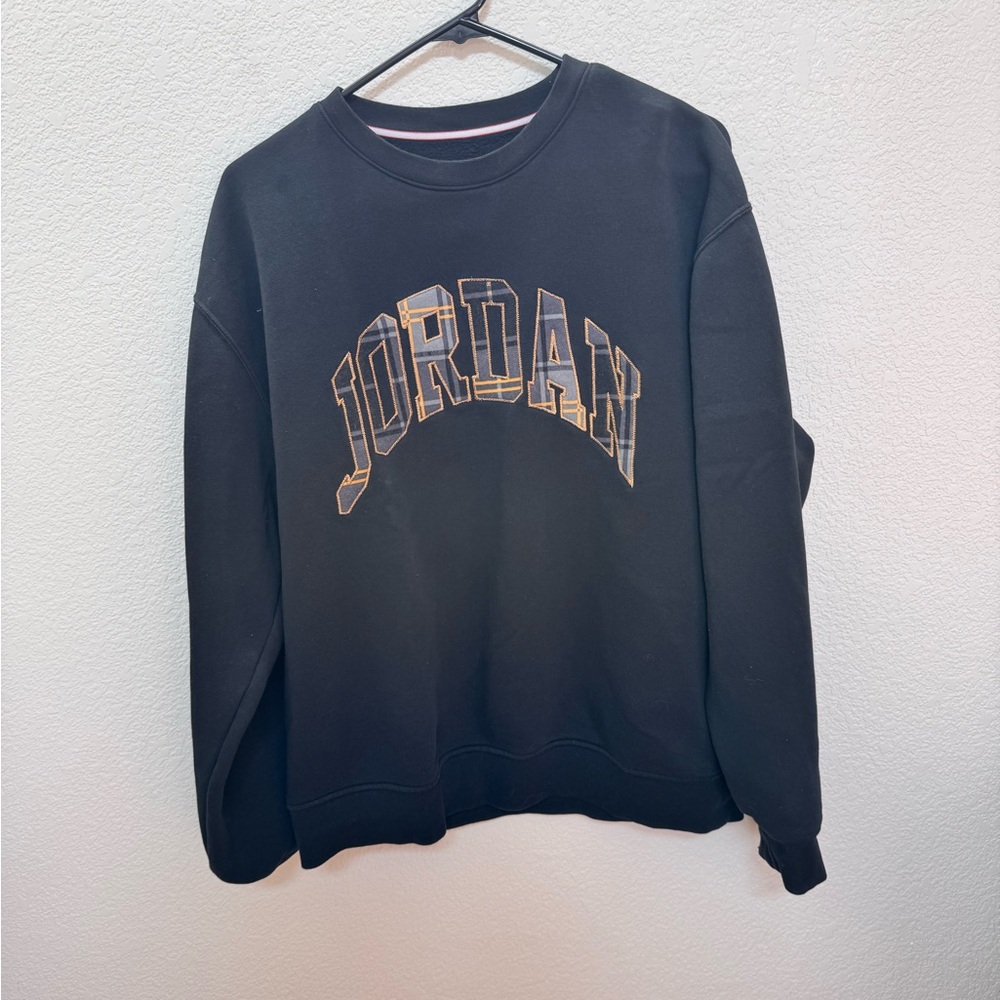 Air Jordan Crewneck Sweatshirt Black Plaid Men’s M
